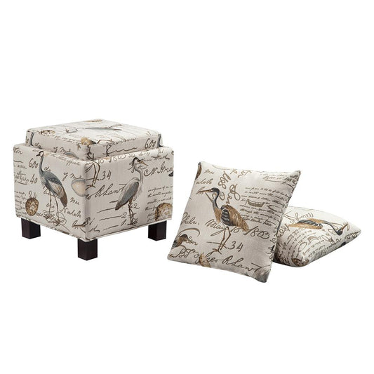 Shelley Square Storage Ottoman with Pillows,FPF18-0046