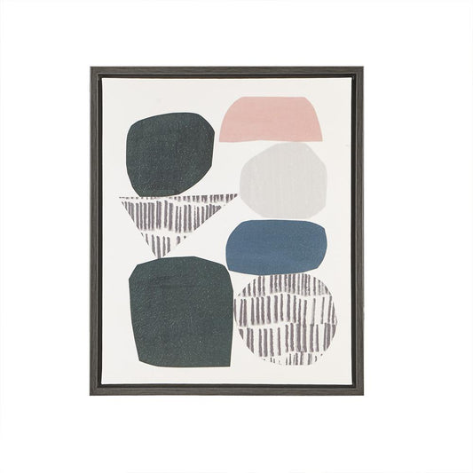 Grey Rock Garden 2pc set _ Gel Coat Canvas with drift wood frame