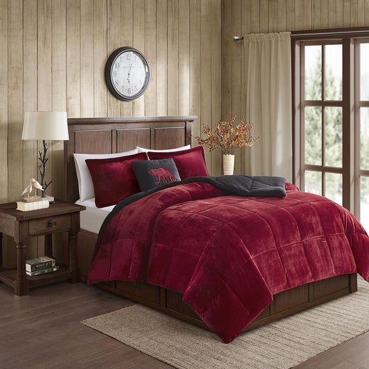 100% Polyester Solid Velour to Berber Comforter Set,WR10-2066