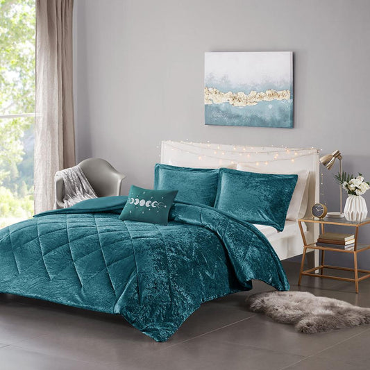 Velvet Duvet Cover Set Teal 433