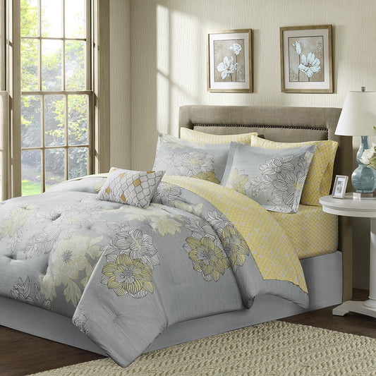 100% Polyester Microfiber Printed 9pcs Comforter Set,MPE10-041