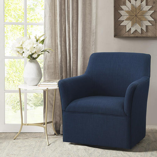 Augustine Swivel Glider Chair, 30.75"W x 29"D x 34.25"H, Navy