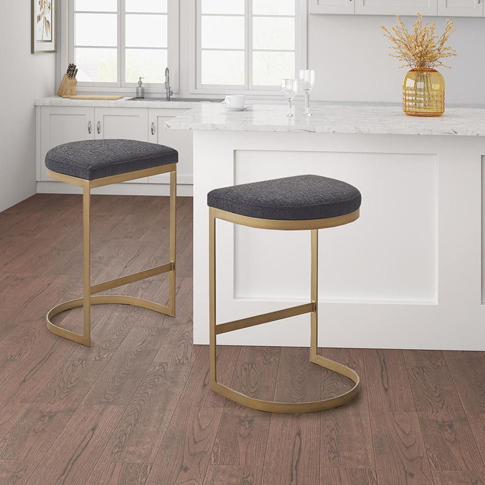 Maison Counter Stool, Charcoal/Gold