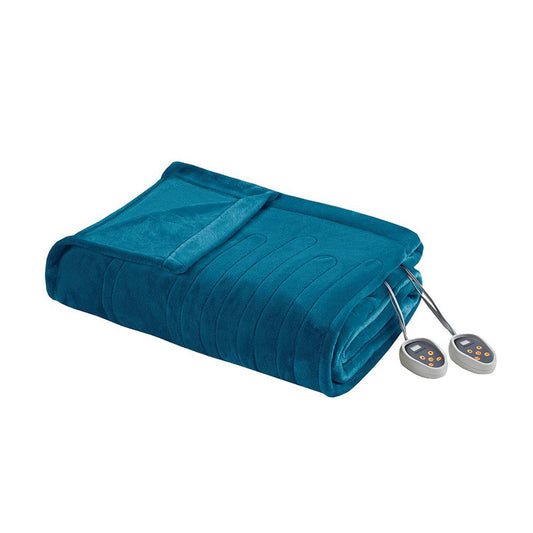 100% Polyester Solid Microlight Reversible Heated Blanket, BR54-1931