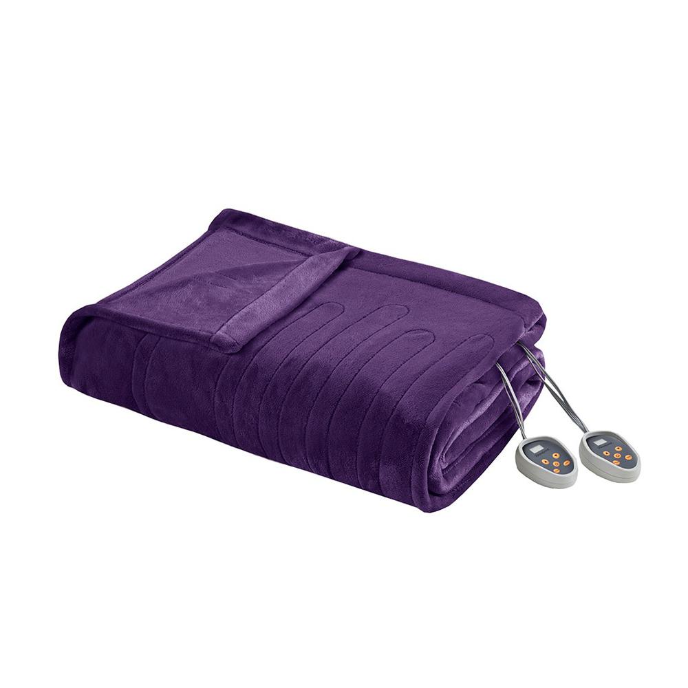 100% Polyester Solid Microlight Reversible Heated Blanket, BR54-1932