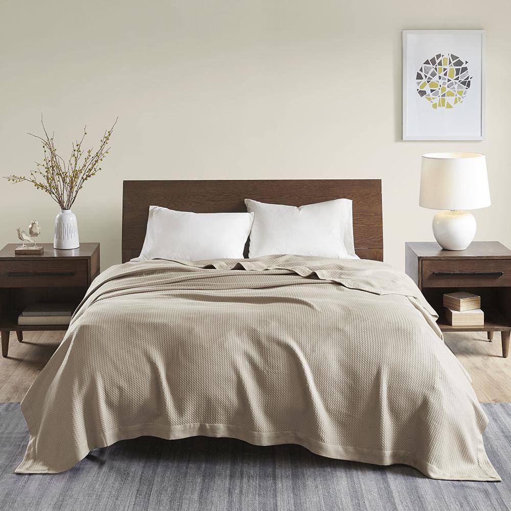 100% Certified Egyptian Cotton Blanket - Twin - Khaki