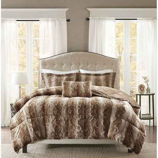 100% Polyester Print Brushed Faux Fur Comforter Set,MP10-3072