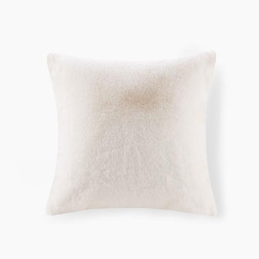 100% Polyester Solid Faux Fur Pillow Ivory 20x20''