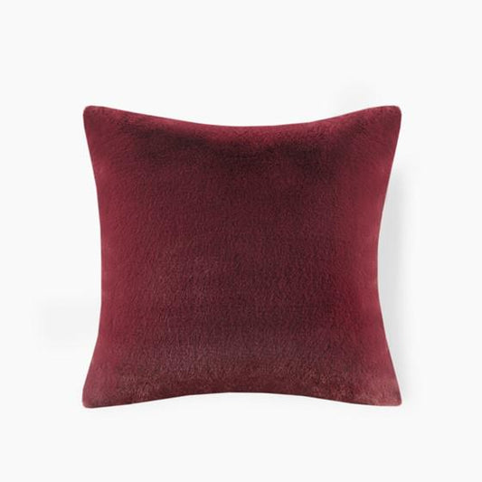 100% Polyester Solid Faux Fur Pillow Burgundy 20x20''