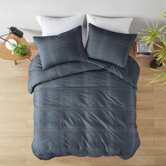 62% Cotton/ 38% Lyocell Duvet Mini Set Charcoal Full/Queen :90"W x 92"L/20"W x 26"L(2)