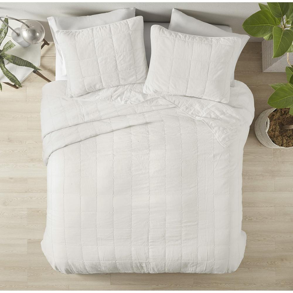 100% Cotton Coverlet Mini Set Soft White Full/Queen: 92"W x 96"L/20"W x 26"L(2)