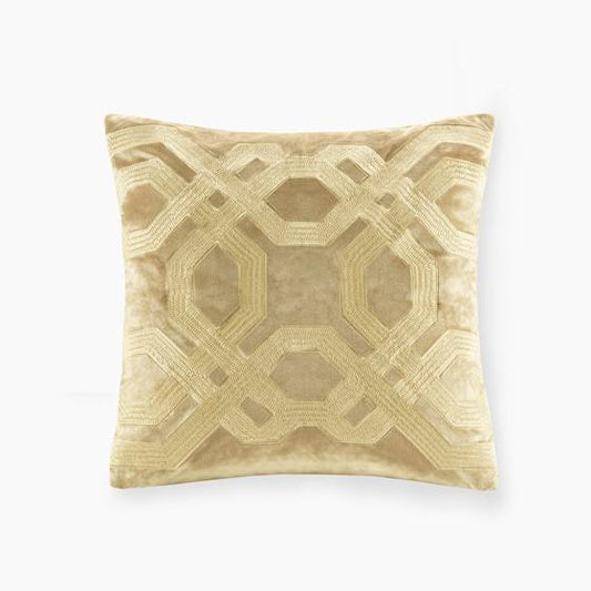 100% Polyester Velvet With Embroidery Square Pillow Gold 18x18"