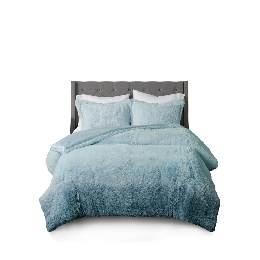 100% Polyester Ombre Print Shaggy Fur Throw, Teal