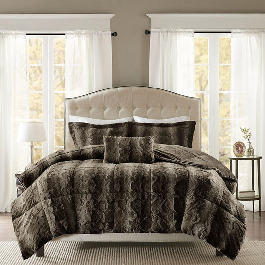 100% Polyester Print Brushed Faux Fur Comforter Set,MP10-3075