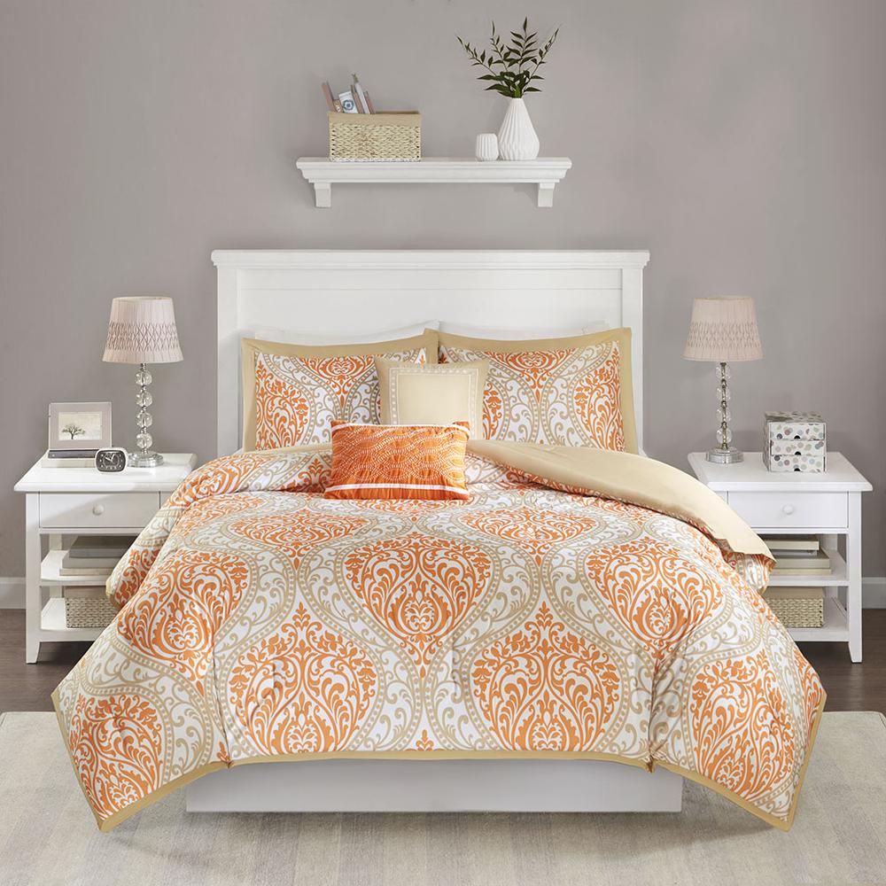 100% Polyester Peach Skin Printed 5pcs Comforter Set,ID10-002