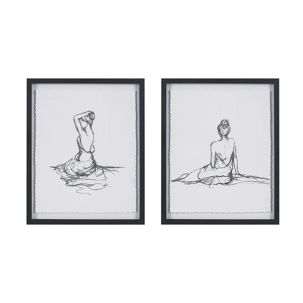 16X20 2PcSet Single Mat Deckle Edge Float - Figure Study