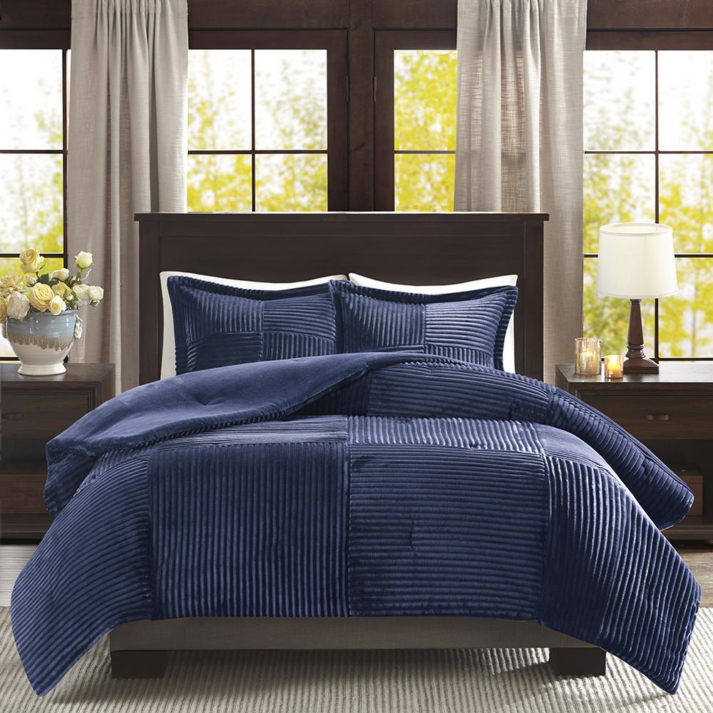 100% Polyester Microcord Solid Pieced Corduroy Plush Comforter Mini Set,BASI10-0423