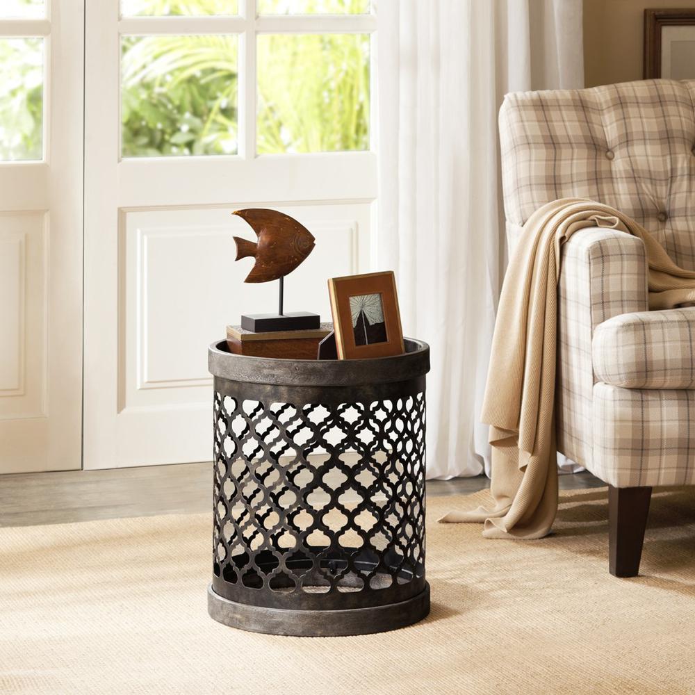 Quatrefoil Metal Drum Table