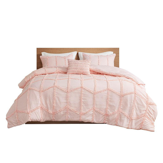 100% Polyester Washed Comforter Set Pink