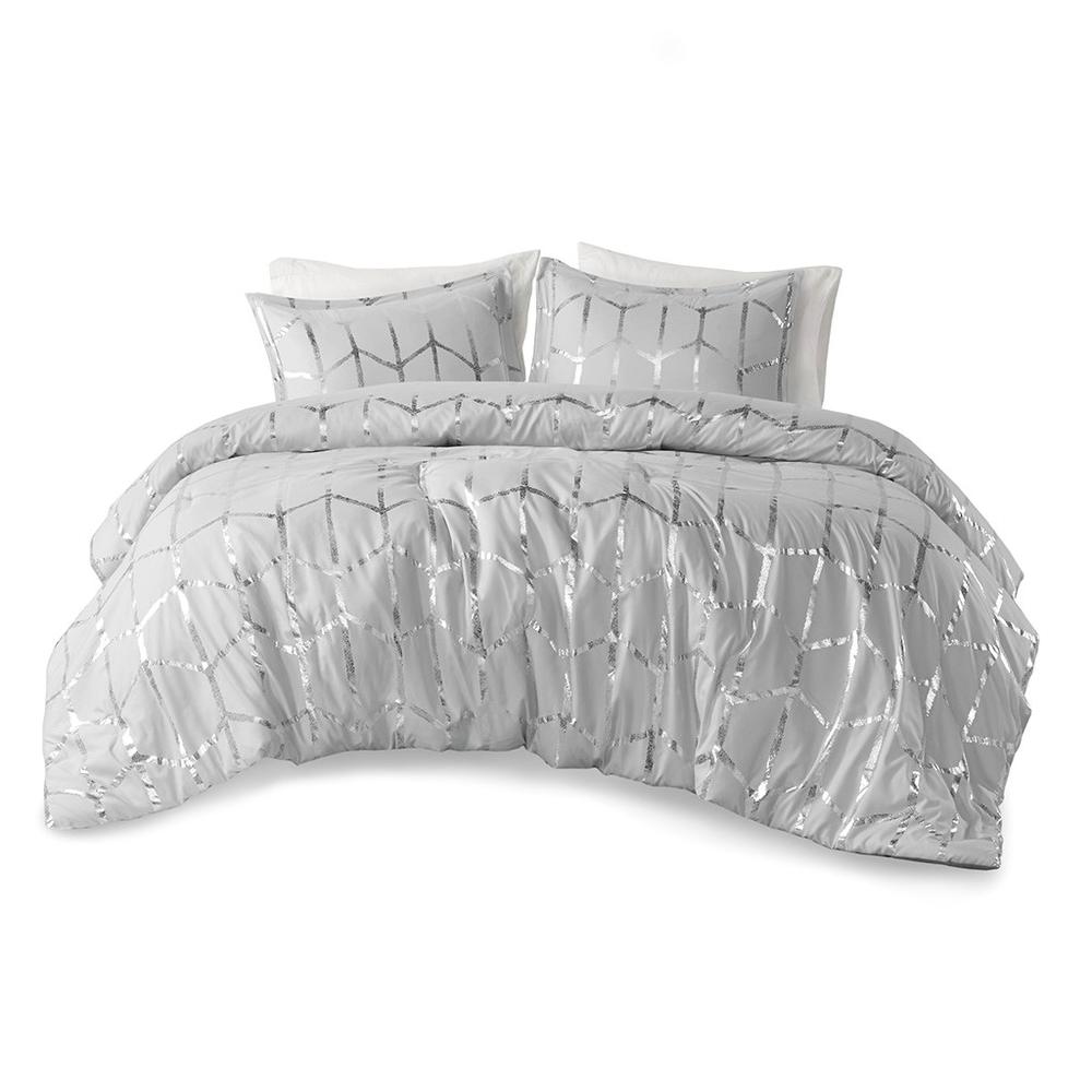 100% Polyester Comforter Set - Grey/Silver