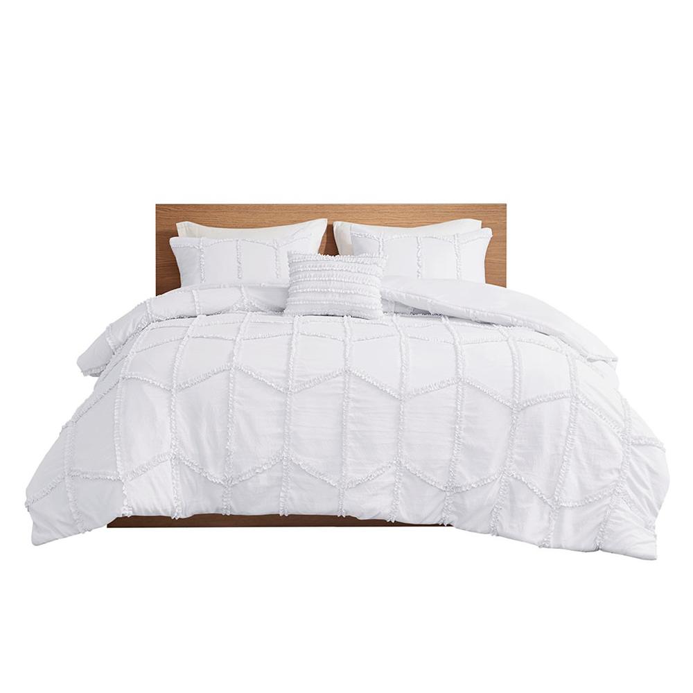 100% Polyester Washed Duvet Cover Set - White