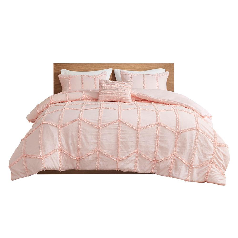 100% Polyester Washed Duvet Cover Set Pink