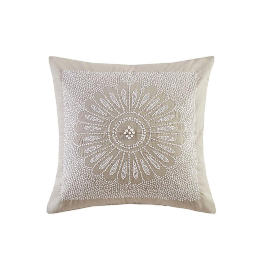 100% Cotton Embroidered Square Pillow - II30-1178