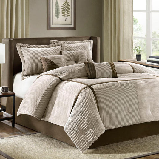 100% Polyester Micro Corduroy Fabric Pieced Comforter 7pcs Set,MP10-313