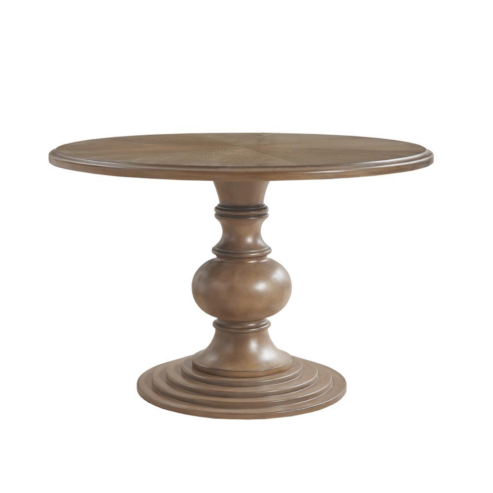 46" Round Pedestal Dining Table, Reclaimed Walnut, 46x46x30