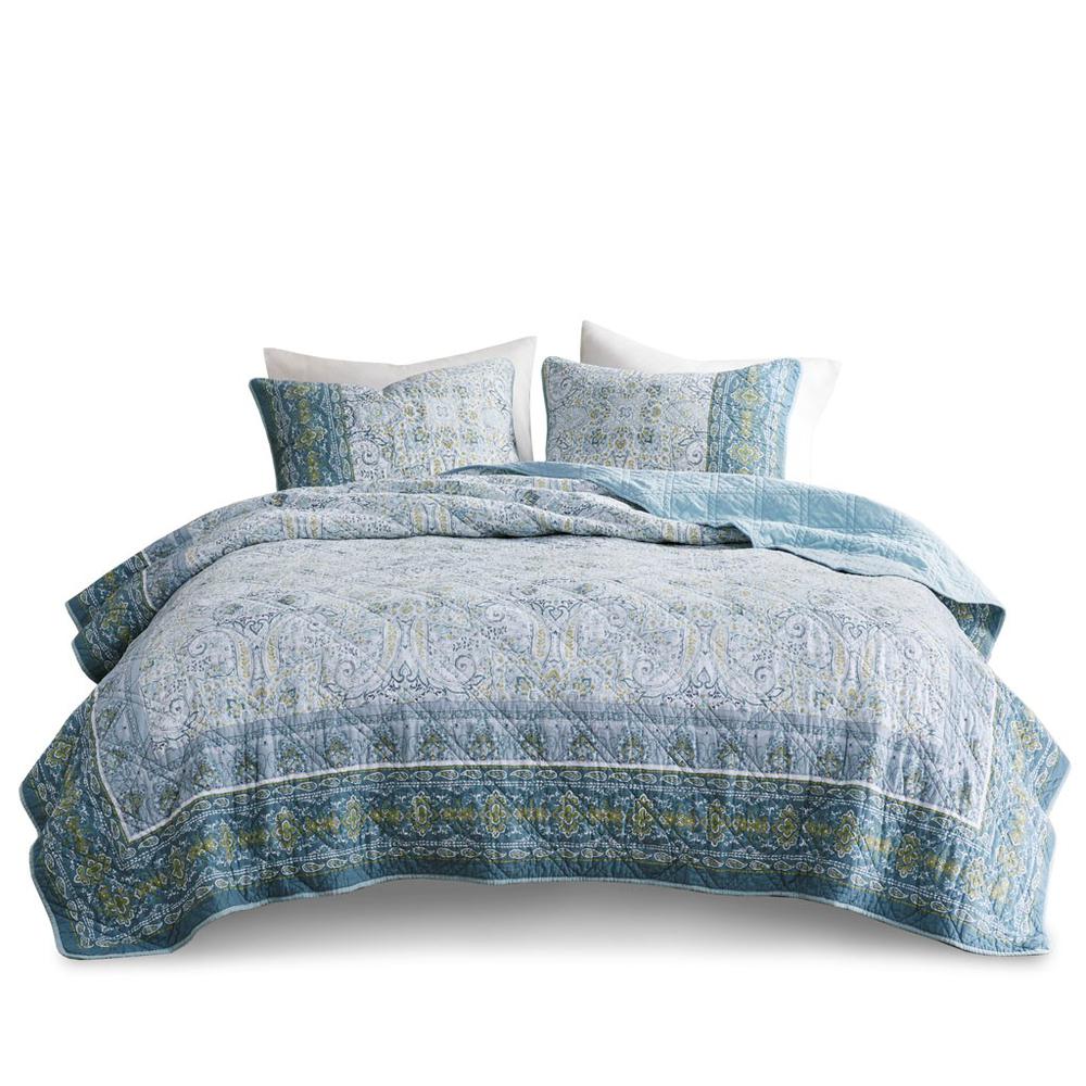 100% Cotton Printed Coverlet Set Teal MP13-7279