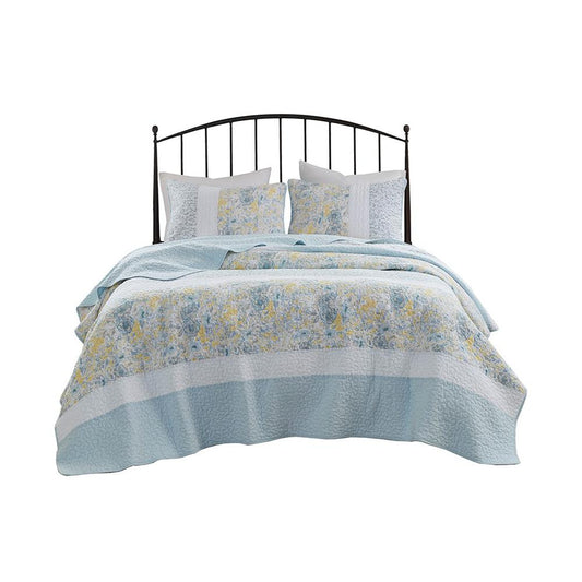 Madison Park-100% Cotton Printed Coverlet Set