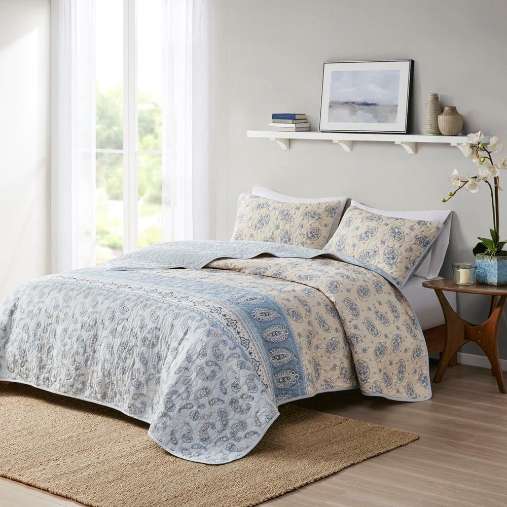 100% Cotton Reversible Cotton Coverlet Set