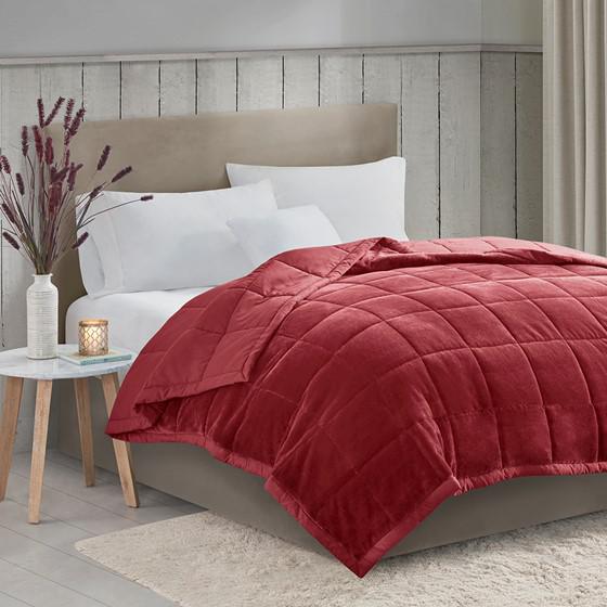 Reversible HeiQ Smart Temperature  Down Alternative Blanket, Burgundy, 66x90x0.25