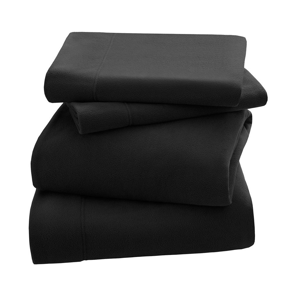 100% Polyester Knitted Micro Fleece Solid Sheet Set, Queen