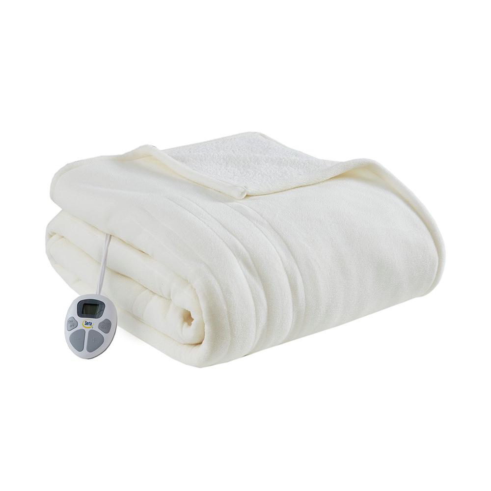 100% Polyester Fleece to Sherpa Heated Blanket, ST54-0107