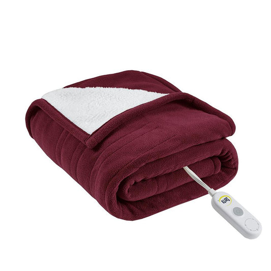 100% Polyester Fleece to Sherpa Heated Throw, ST54-0124