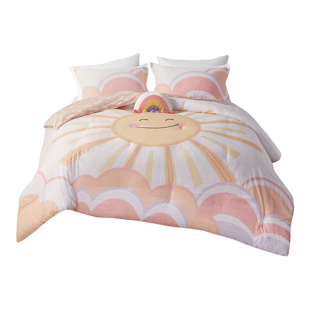 100% Cotton Printed Comforter Set Yellow/Coral UHK10-0184