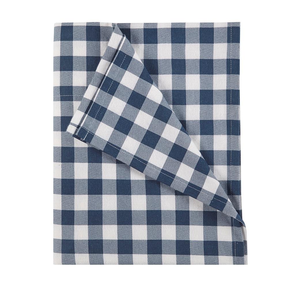 100% Cotton Flannel Printed Sheet Set, Blue Buffalo Check (WR20-3310)