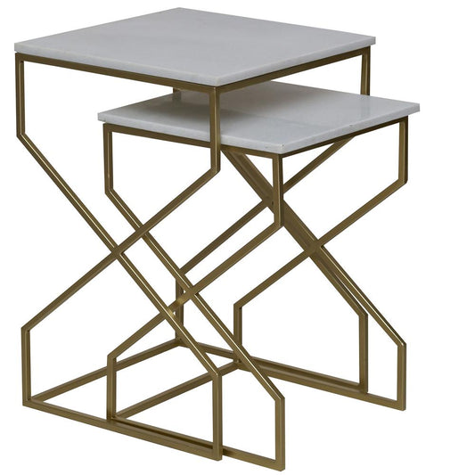 Marcie St/2 Marble and Gold Side Tables