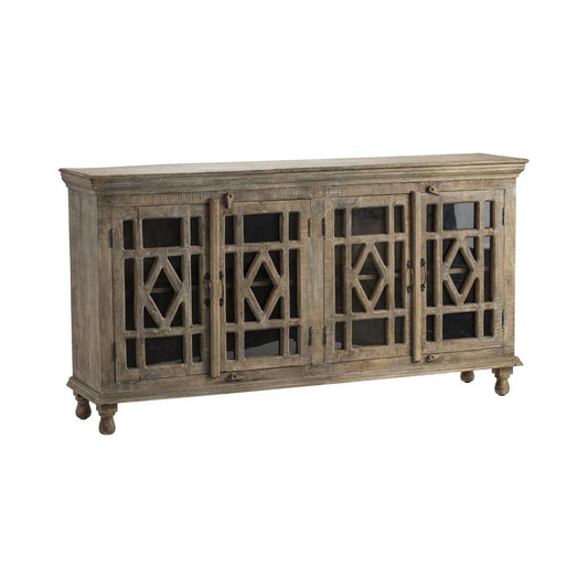 Crestview Collection Bengal Manor Mango Wood Grey Wash 4 Door Sideboard