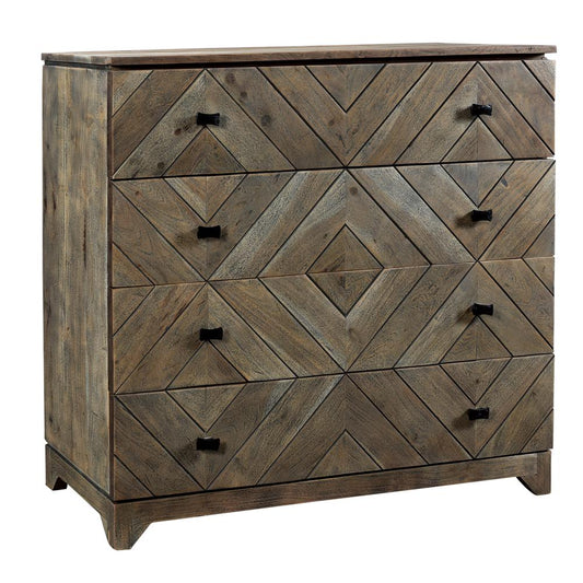 Bengal Manor Acacia Wood Diamond Pattern 4 Drawer Chest