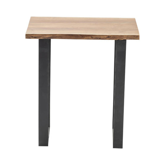 Bengal Manor Iron and Live Edge Natural Acacia Wood Rectangle End Table