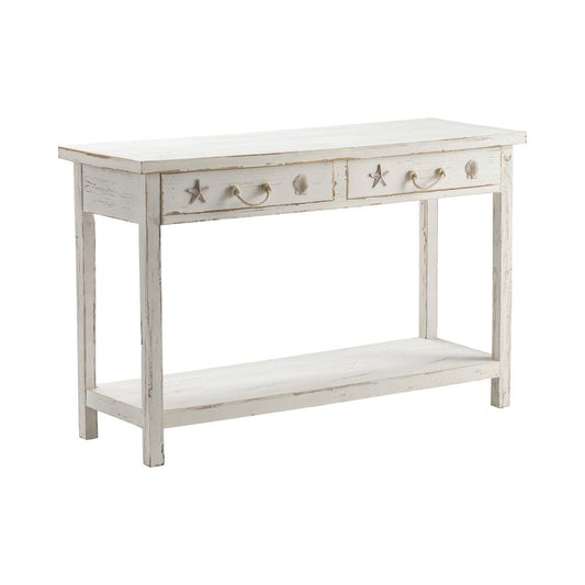 Crestview Collection CVFZR1520 Seaside White Coastal Console Table Furniture