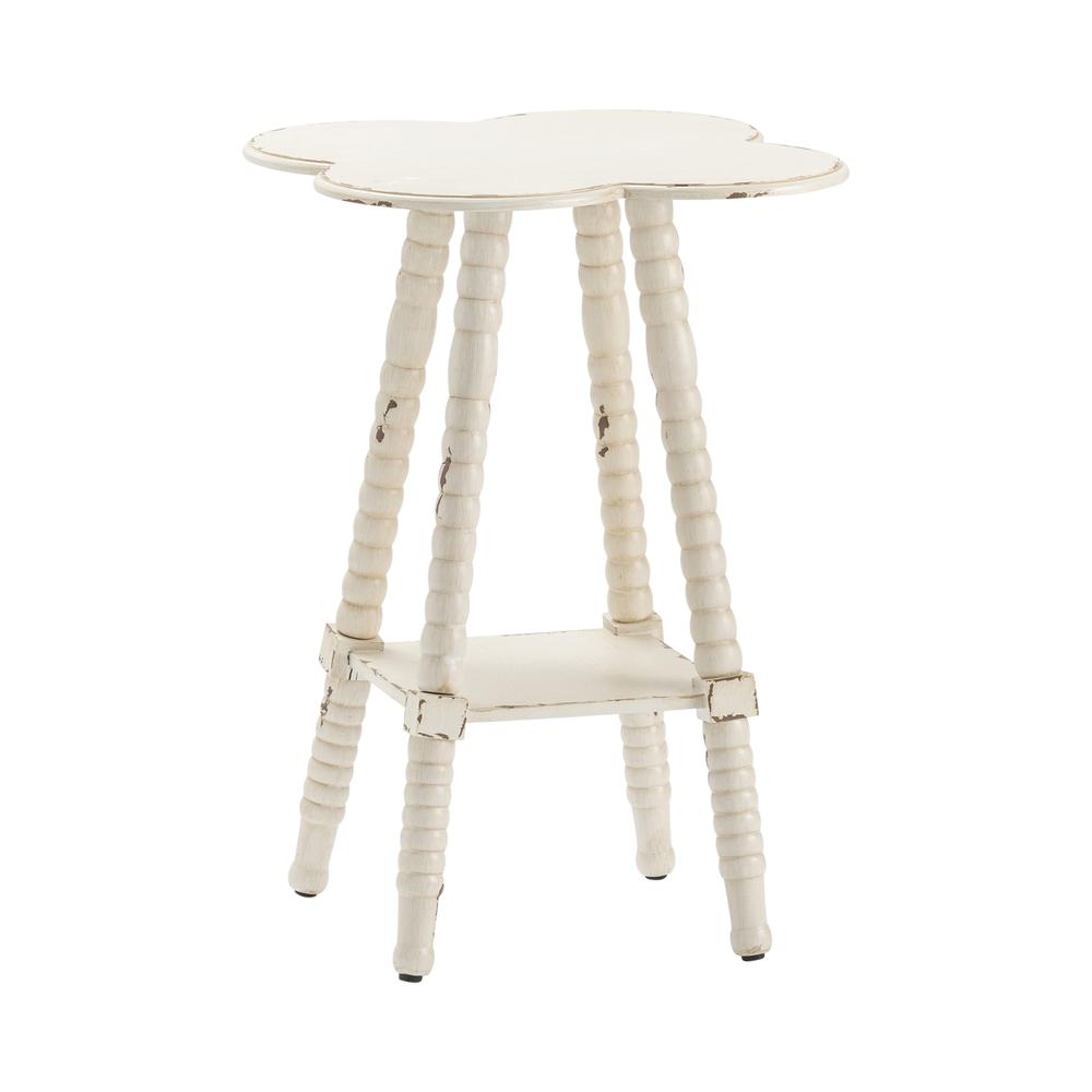 Crestview Collection CVFZR1485 Clover Shaped Accent Table Furniture, White