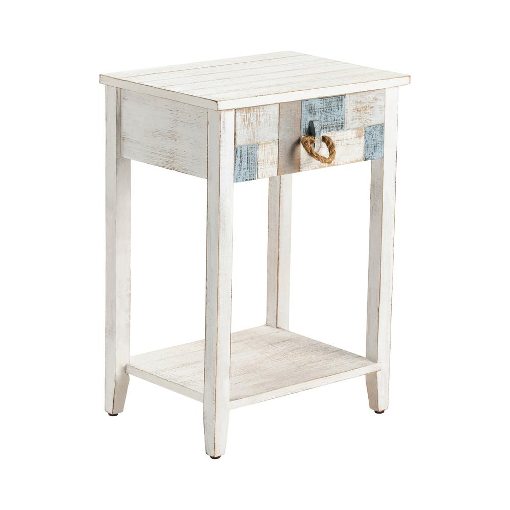 Crestview Collection Multi Color Nautical Patchwork 1 Drawer Accent Table