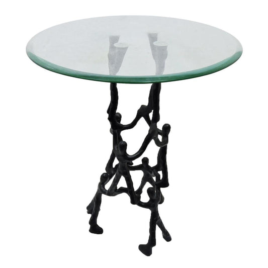 Crestview Collection Teamwork Accent Table Black Aluminum 18 x 18 x 23