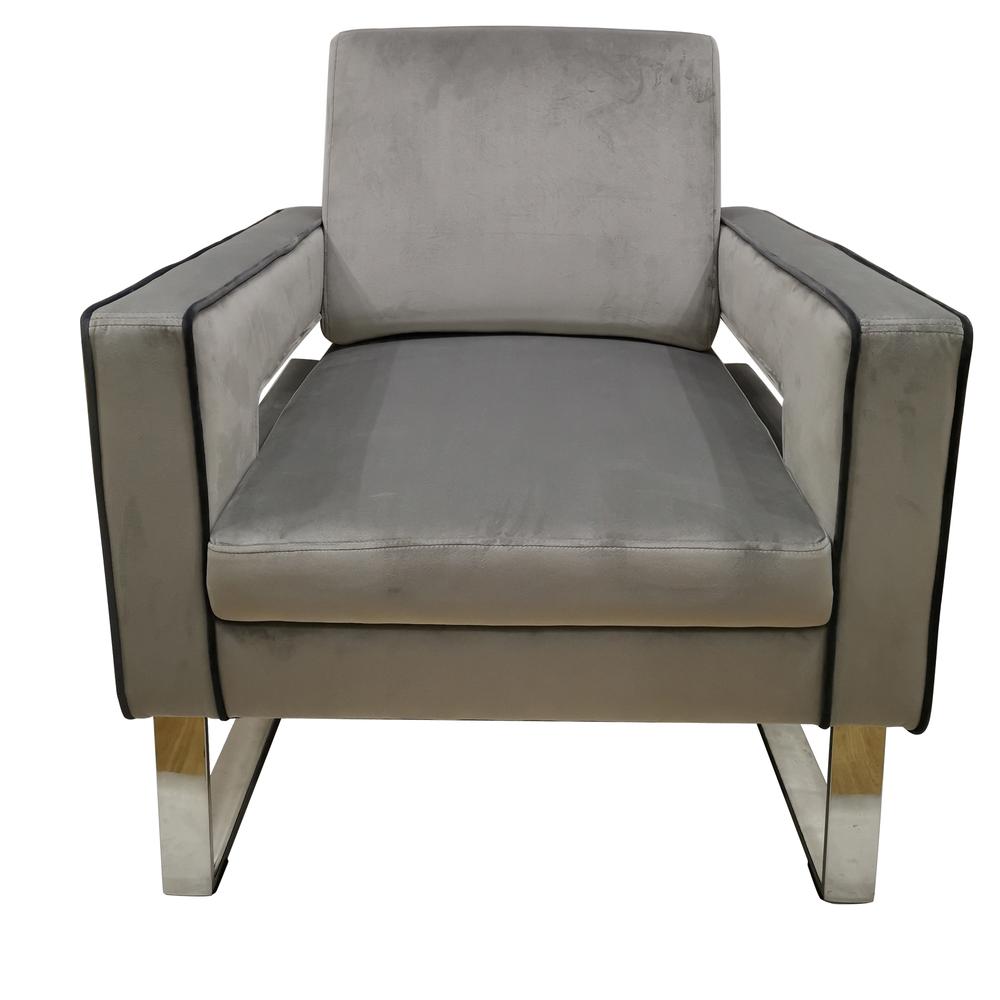 Crestview Collection Wood & Polyester Upholstery Newcastle Accent Chair in Gray