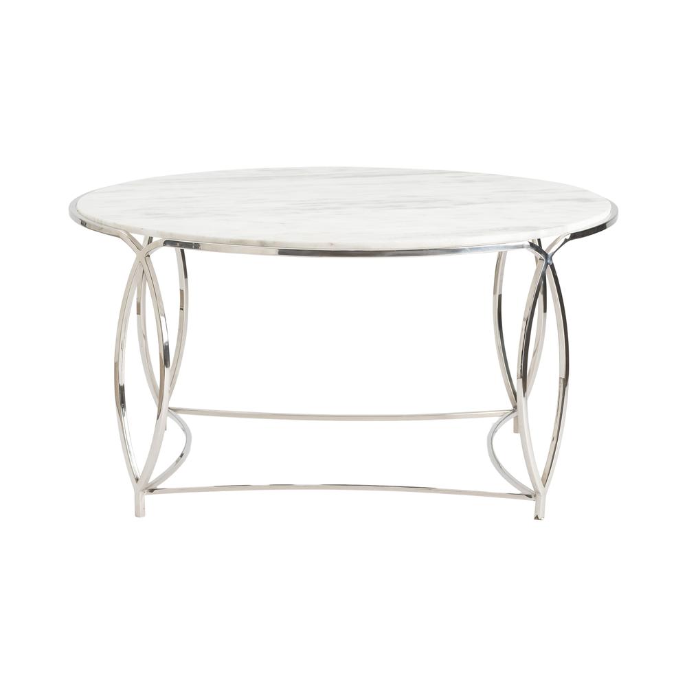 Crestview Collection St. Claire White Round Marble Stone Cocktail Table