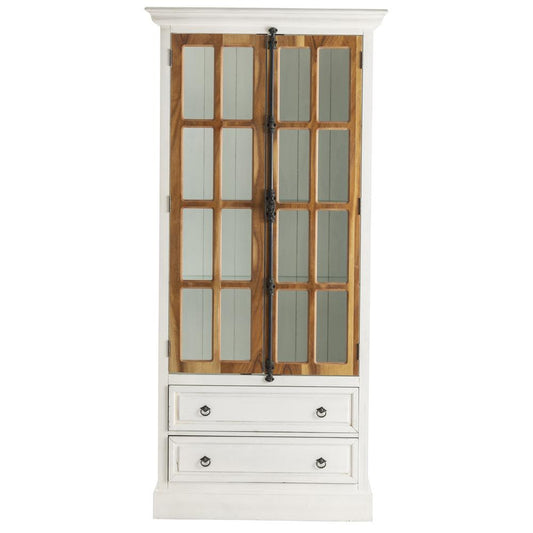 Crestview Collection Point Isabel 2 Drawer 2 Door Wood Curio Cabinet in Gray