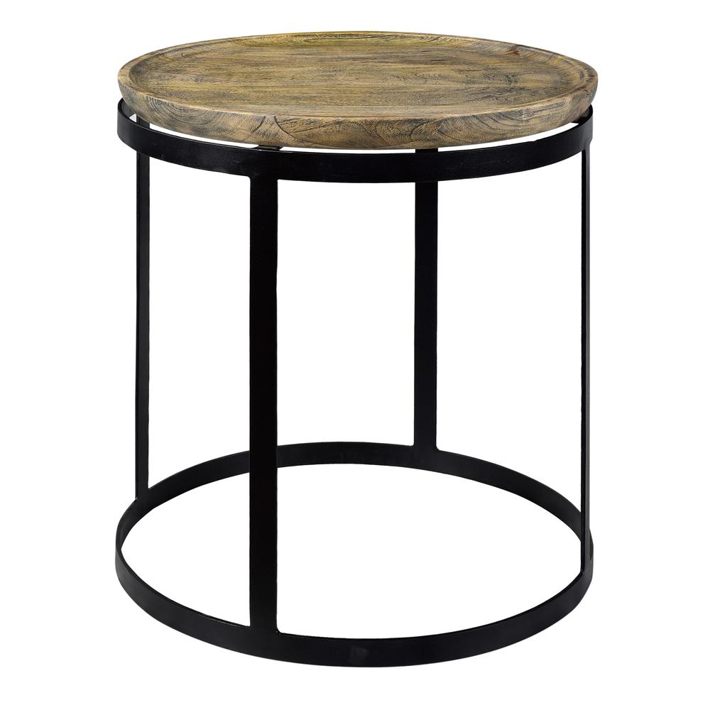 Crestview Collection Bengal Manor Mango Wood and Metal Round End Table Furniture